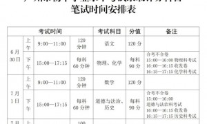2024广州中考时间是几月几号＋考试时间表